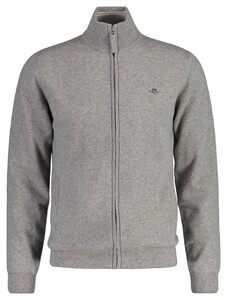 Gant Superfine Lambswool Zip Cardigan Vest Grijs Melange