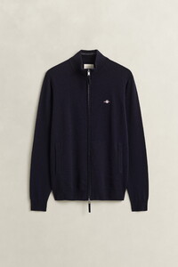 Gant Superfine Lambswool Zip Cardigan Vest Marine