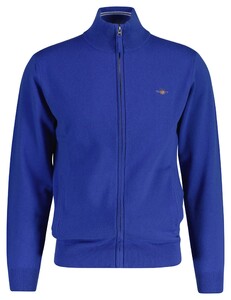 Gant Superfine Lambswool Zip Cardigan Vest Rich Blue