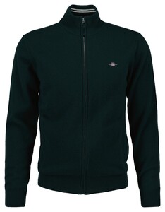 Gant Superfine Lambswool Zip Cardigan Vest Tartan Green
