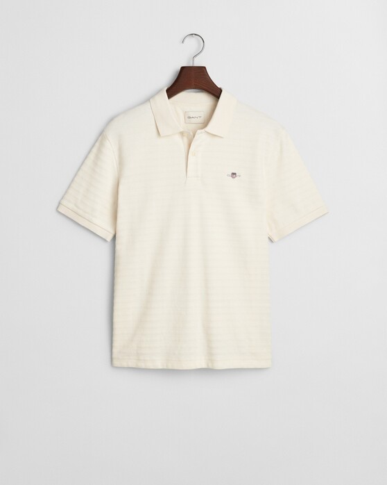 Gant Texture Stripe Polo Cream