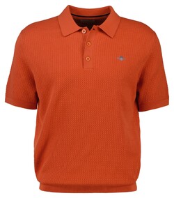 Gant Textured Cotton Short Sleeve Polo Pullover Deep Orange