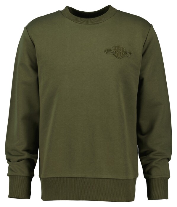 Gant Tonal Shield Crew Neck Sweat Trui Mosgroen