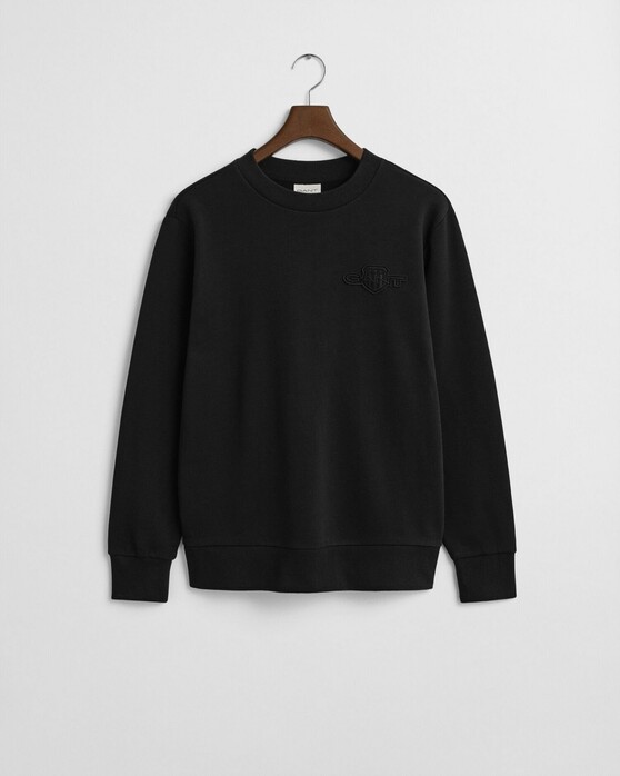 Gant Tonal Shield Crew Neck Sweat Trui Zwart
