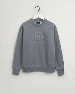 Gant Tonal Shield Ronde Hals Sweat Trui Grijs Melange