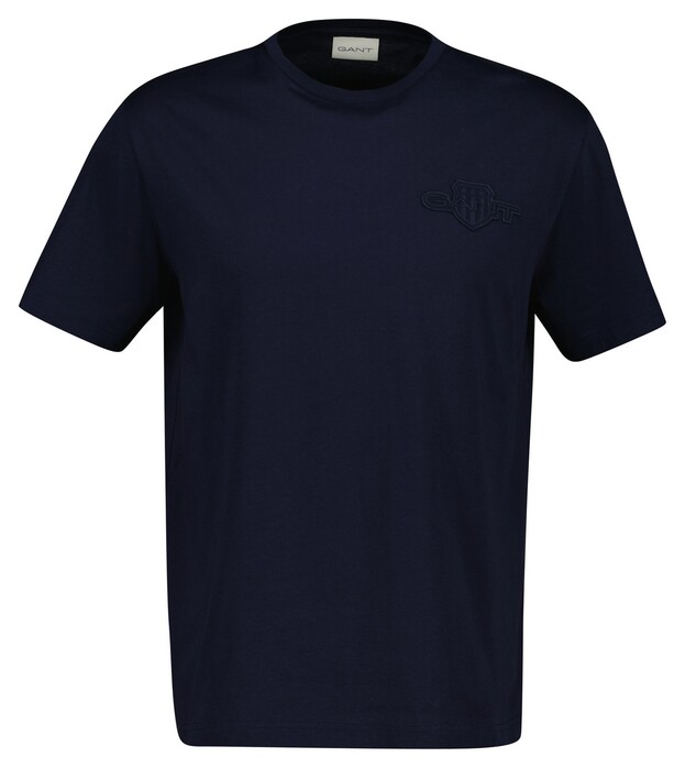 Gant Tonal Shield Short Sleeve Crew Neck T-Shirt Avond Blauw