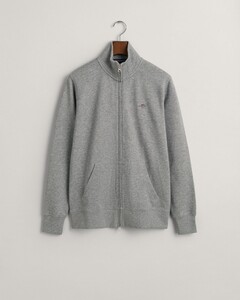 Gant Two-Way Front Zip Sweat Cardigan Vest Grijs Melange