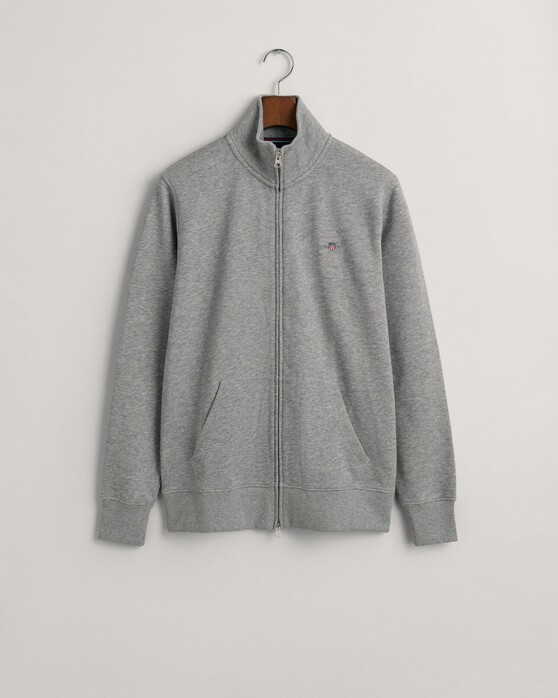 Gant Two-Way Front Zip Sweat Cardigan Vest Grijs Melange