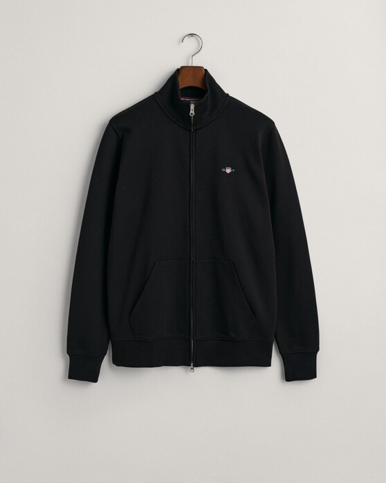 Gant Two-Way Front Zip Sweat Cardigan Vest Zwart
