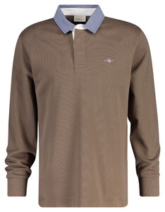 Gant Uni Color Chambray Heavy Rugger Twill Collar Trui Faded Taupe