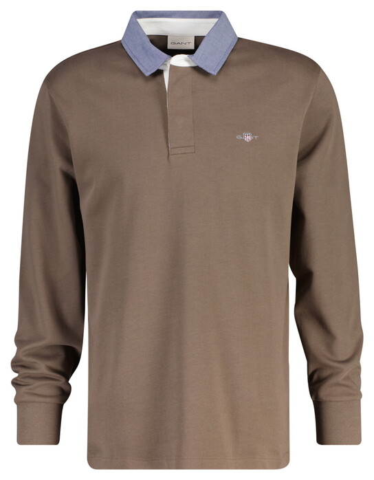 Gant Uni Color Chambray Heavy Rugger Twill Collar Trui Faded Taupe