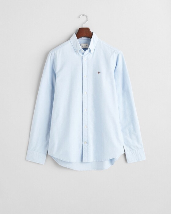 Gant Uni Color Slim Stretch Oxford Button-Down Overhemd Licht Blauw