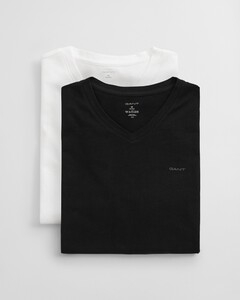 Gant Uni Cotton V-Neck 2Pack T-Shirt Black-White
