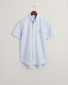 Gant Uni Oxford Button Down Short Sleeve Overhemd Licht Blauw