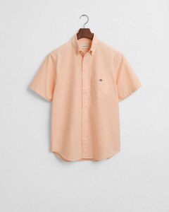 Gant Uni Oxford Button Down Short Sleeve Overhemd Peachy Orange