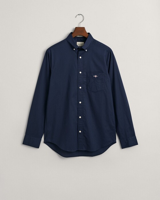 Gant Uni Poplin Button Down Overhemd Marine