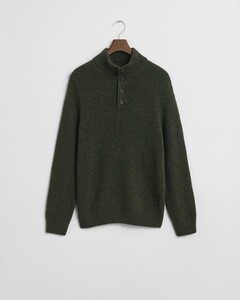 Gant Wool Blend Neps Half Buttoned Trui Country Green