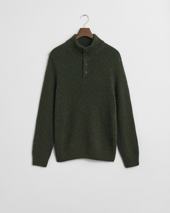Gant Wool Blend Neps Half Buttoned Trui Country Green
