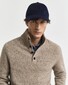 Gant Wool Blend Neps Half Buttoned Trui Dark Sand Melange