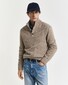 Gant Wool Blend Neps Half Buttoned Trui Dark Sand Melange