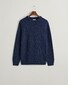 Gant Wool Neps Ronde Hals Lamswol Mix Trui Avond Blauw