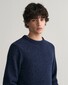 Gant Wool Neps Ronde Hals Lamswol Mix Trui Avond Blauw