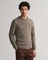 Gant Wool Neps Ronde Hals Lamswol Mix Trui Dark Grey Melange