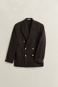 Gant Wool Textured Club Blazer Jacket Black-Brown