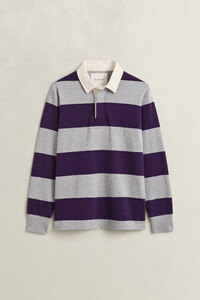 Gant Yarn Dyed Striped Heavy Rugger Trui Grijs Melange