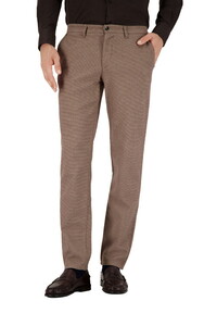 Gardeur Bono Business Hero Wool Look Soft Touch Fine Texture Pattern Broek Donker Beige