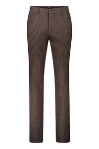 Gardeur Bono Business Hero Wool Look Soft Touch Fine Texture Pattern Broek Donker Bruin