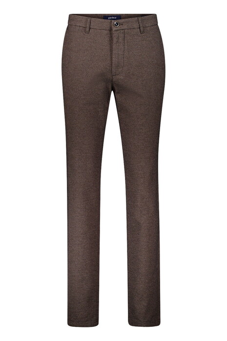Gardeur Bono Business Hero Wool Look Soft Touch Fine Texture Pattern Broek Donker Bruin