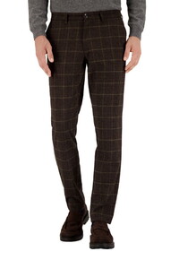 Gardeur Bono Soft Touch Easy Care Wool Look Check Pattern Broek Donker Bruin