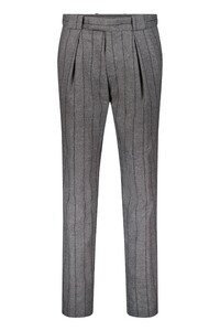 Gardeur Livio Wool Blend Flannel Bold Stripe Comfort Stretch Pants Grey