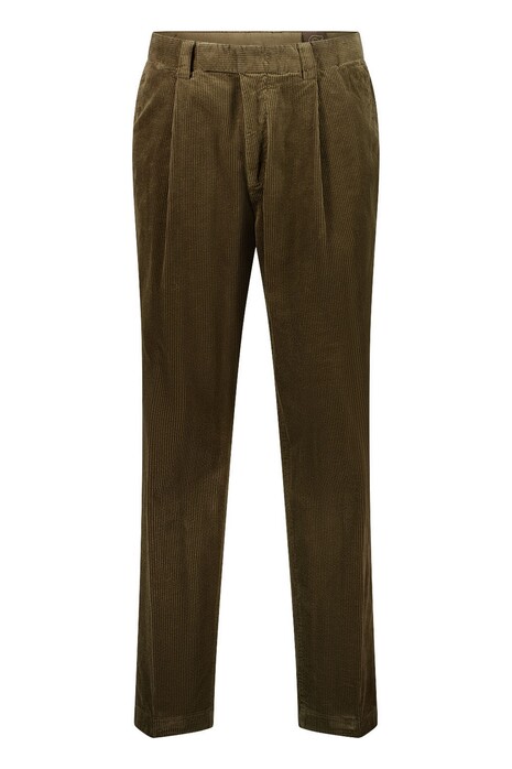 Gardeur Luciano Iconic Genua Corduroy Soft Touch Cotton Tencel Corduroy Broek Khaki