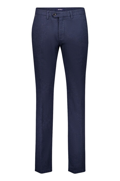 Gardeur Sonny-8 Fine Check Pattern Cotton Blend Broek Marine