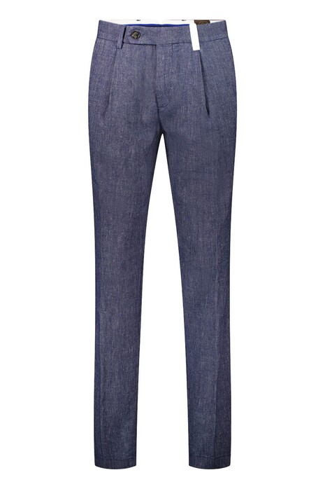 Gardeur Tolino Criss-Cross Texture Cotton Linnen Blend Broek Marine