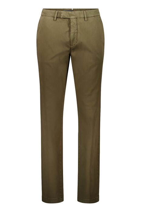 Gardeur Tybalt Smooth Satine Weave Soft Touch Finest Cotton Broek Donker Khaki
