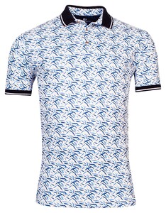 Giordano Abstract Wave Pattern Fabio Tech Piqué Polo Navy-Zand-Wit