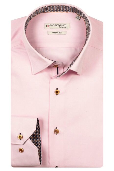Giordano Belmonte Button-Under Two-Ply Solid Color Twill Overhemd Roze