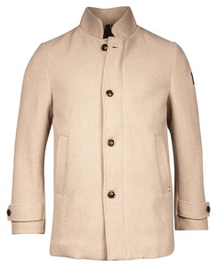 Giordano Benito Short Jacket Brushed Twil Recycled Wool Blend Coat Brown