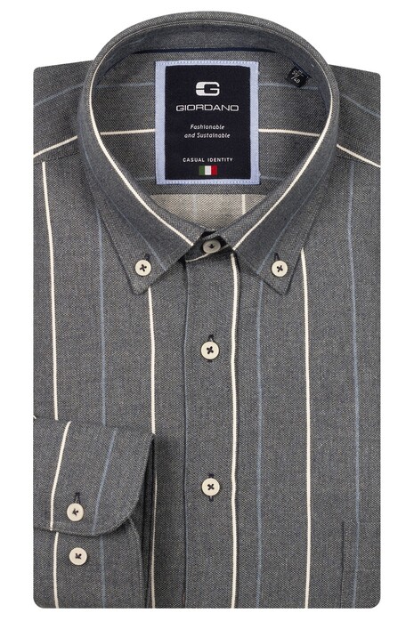 Giordano Brando Button-Down Soft Brushed Satin Multi Stripe Overhemd Sky Blue