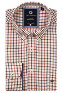Giordano Brando Button Down Soft Cotton Wool Multi Mini Check Shirt Navy-Red