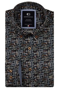 Giordano Brando Button-Down Soft Twill Geometric Stripe Fantasy Overhemd Groen-Multi