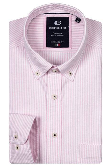 Giordano Brando Classic Striped Brushed Oxford Overhemd Light Cerise