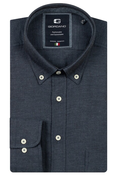 Giordano Brando Faux-Uni Flanel Twill Wooltouch Mélange Overhemd Navy