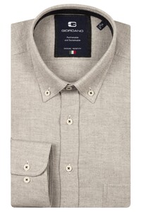 Giordano Brando Faux-Uni Flanel Twill Wooltouch Mélange Overhemd Soft Grey