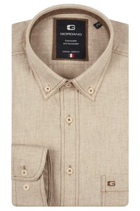 Giordano Brando Faux-Uni Flannel Twill Wooltouch Mélange Shirt Dark Brown Melange