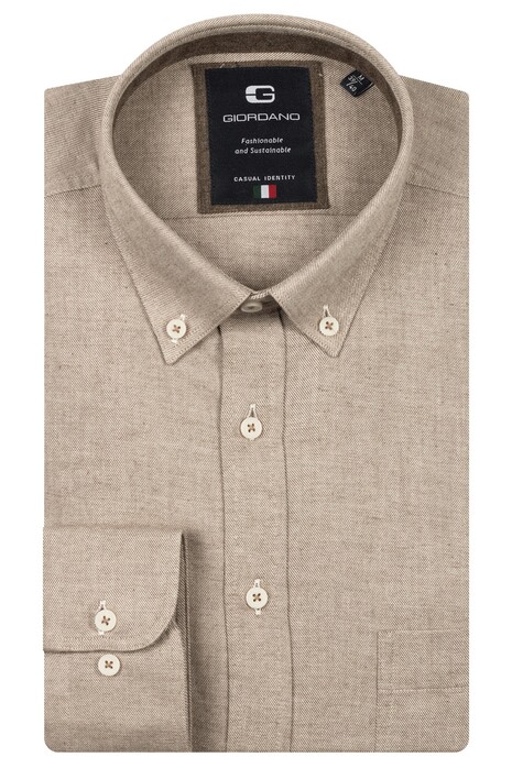 Giordano Brando Faux-Uni Flannel Twill Wooltouch Mélange Shirt Green