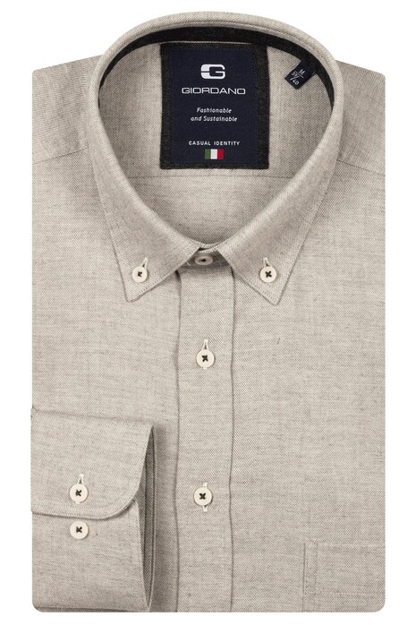 Giordano Brando Faux-Uni Flannel Twill Wooltouch Mélange Shirt Soft Grey